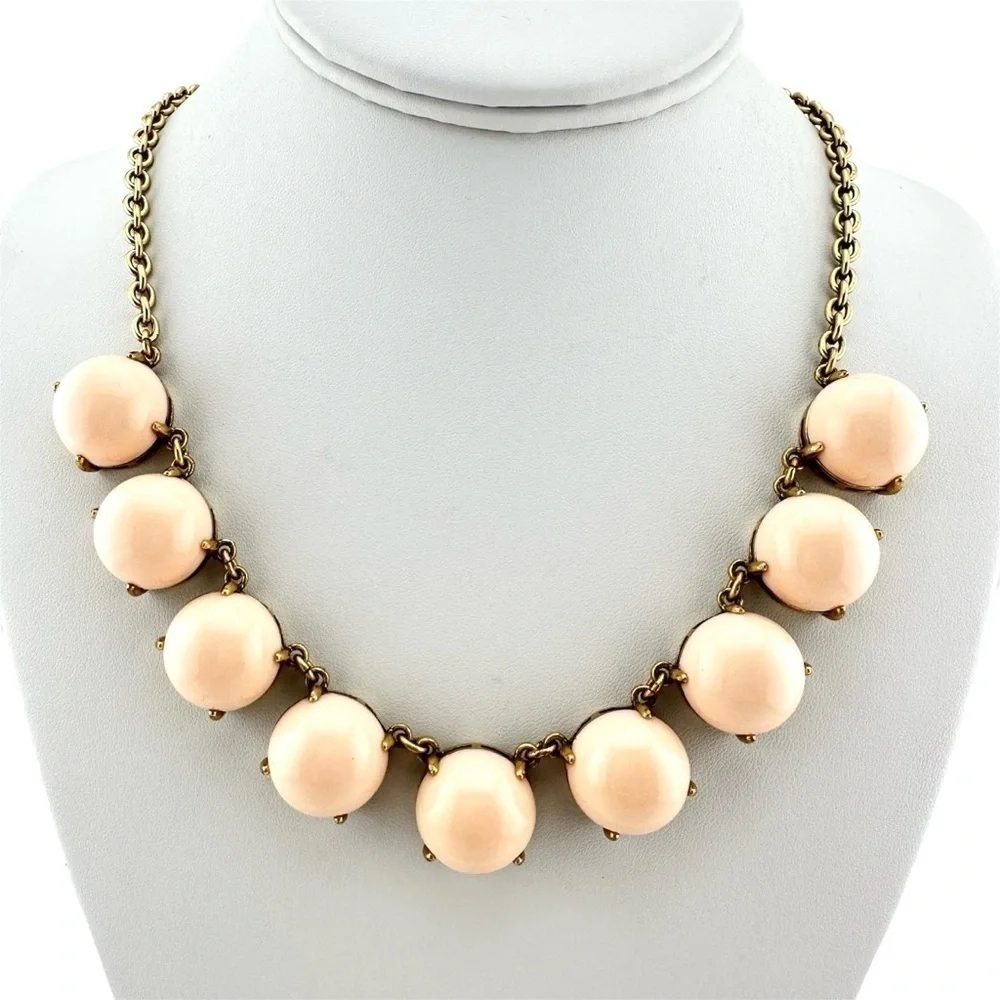 J Crew Necklace Peach Gold Tone Petite Statement